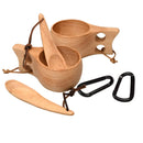 Premium Wooden Kuksa Cup Camping Set (Pack of 2) with Spoons & Clips by MobilevisionUS