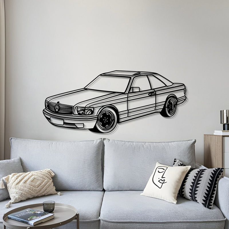 1989 W126 SEC Perspective Metal Car Wall Art - MT0452