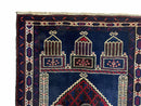 3x5 Vintage Handmade Tribal Wool Rug Balouchi Prayer Rug Afghan Rug Red Blue Wow