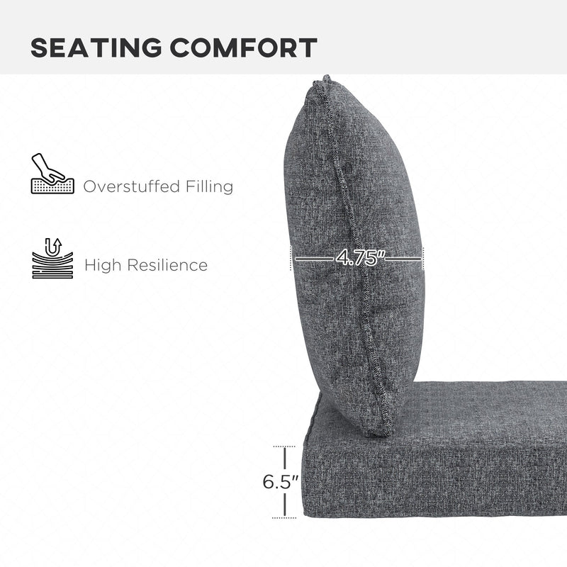 4-Piece Patio Chair Cushion and Back Pillow Set, Seat Replacement Patio, Cushions Set for Outdoor Garden Furniture, Gray