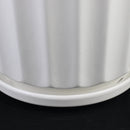 3-Piece White Ceramic Planter Pot Set with Fluted Design & Saucers