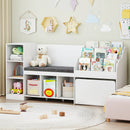 Kids Bookcase with Reading Nook 4-in-1 Standing Toy Organizer-White by LJGDeals