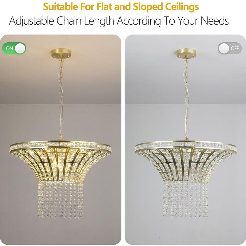 8-Light 23.6" Wide Crystal Waterfall Chandelier (Bulb Not Included)