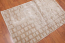 3' x 5' Handmade Modern 100% Viscose Loop & Cut Pile Area Rug Tan