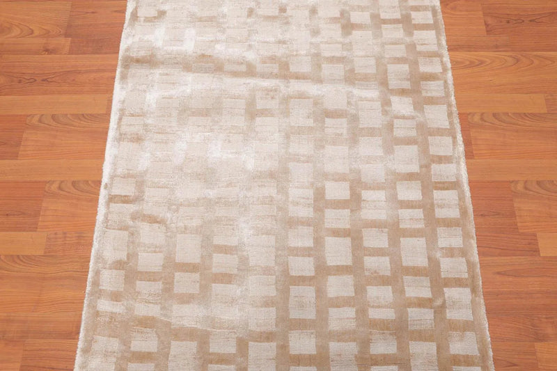3' x 5' Handmade Modern 100% Viscose Loop & Cut Pile Area Rug Tan