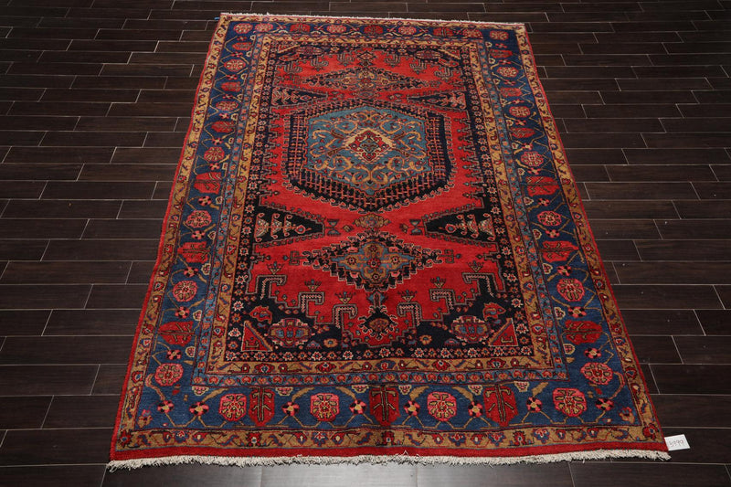 7'5" x 11'1" Hand Knotted Viss Wool Traditional Oriental Area Rug Burnt Orange