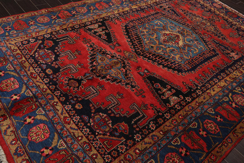 7'5" x 11'1" Hand Knotted Viss Wool Traditional Oriental Area Rug Burnt Orange