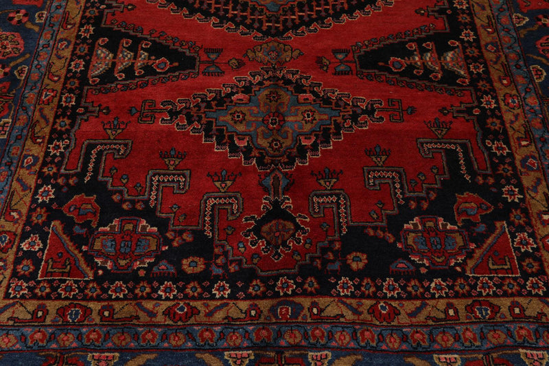 7'5" x 11'1" Hand Knotted Viss Wool Traditional Oriental Area Rug Burnt Orange