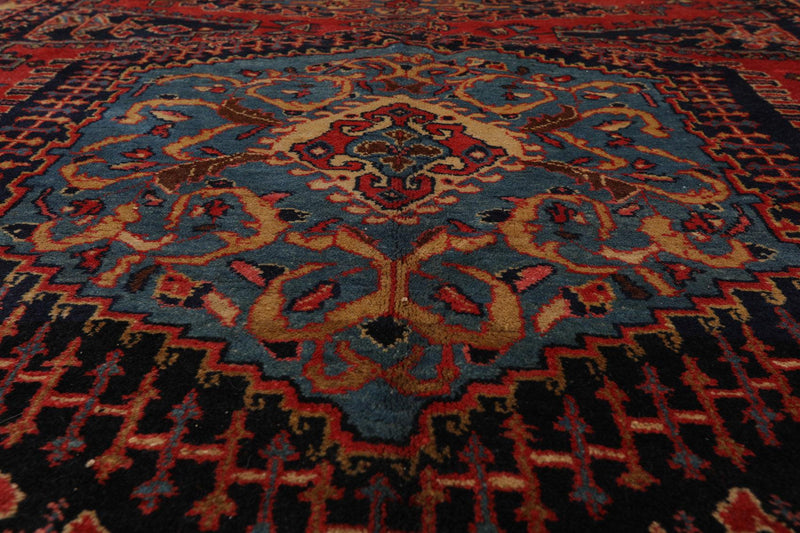 7'5" x 11'1" Hand Knotted Viss Wool Traditional Oriental Area Rug Burnt Orange