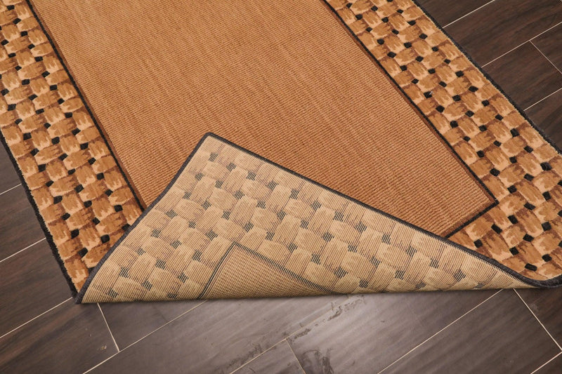 3'6" x 5'6" Basketweave 100% wool Contemporary Oriental Area rug Tan