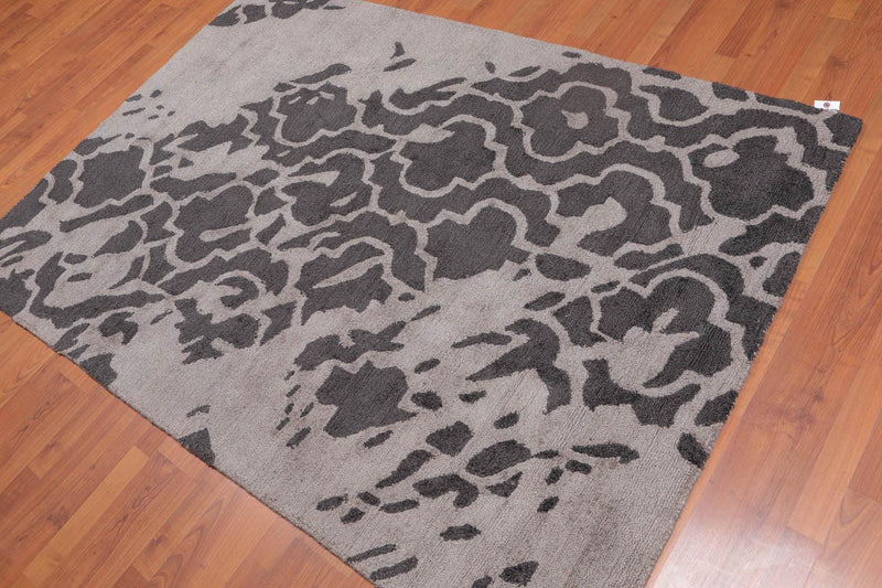 4'8" x 6'7" Handmade Loop & Cut textured pile Area Rug Modern Tan