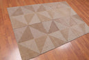 4'7x6'8 Hand Tufted Wool Loop N Cut PileGeometric Pattern Oriental Area Rug Beige, Brown Color