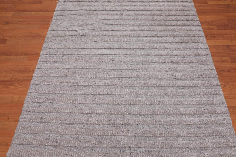 4'9" x 6’7" Handmade High Low Loop & Cut Pile 100% Wool Area rug Oatmeal