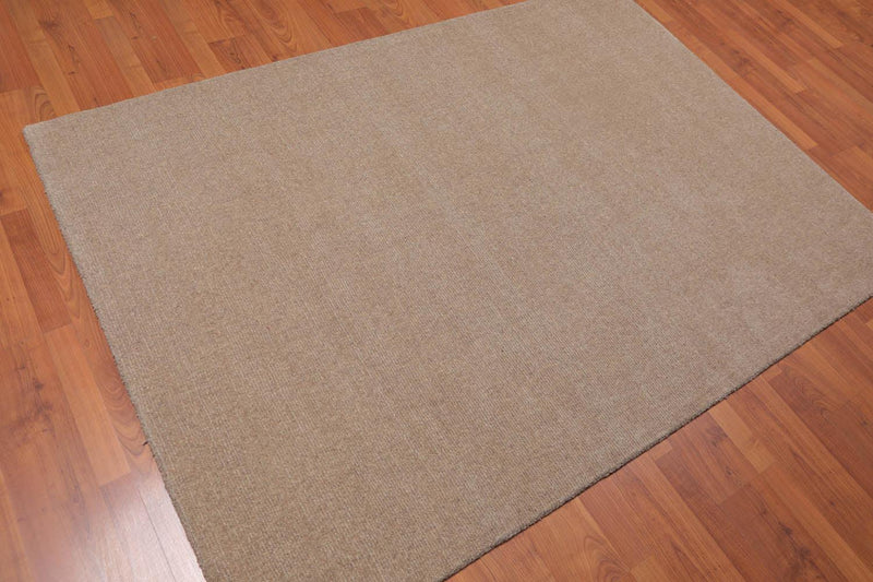 4'7" x 6’7" Handmade Loop & cut Pile 100% Wool Area rug Modern Tan
