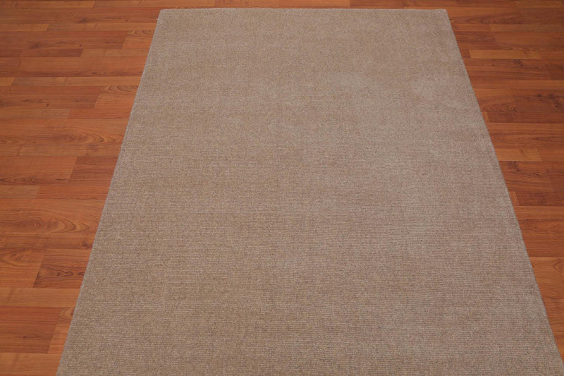 4'7" x 6’7" Handmade Loop & cut Pile 100% Wool Area rug Modern Tan