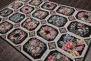 6' x 9' Hand Woven Traditional French Aubusson Needlepoint Wool Area Rug Black