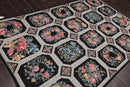 6' x 9' Hand Woven Traditional French Aubusson Needlepoint Wool Area Rug Black