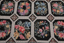 6' x 9' Hand Woven Traditional French Aubusson Needlepoint Wool Area Rug Black