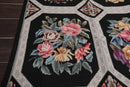 6' x 9' Hand Woven Traditional French Aubusson Needlepoint Wool Area Rug Black
