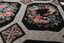 6' x 9' Hand Woven Traditional French Aubusson Needlepoint Wool Area Rug Black