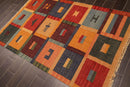 4' x 6'4" Hand Woven 100% Wool Contemporary Southwestern Kilim Area Rug Rust