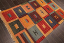 4' x 6'4" Hand Woven 100% Wool Contemporary Southwestern Kilim Area Rug Rust