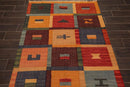 4' x 6'4" Hand Woven 100% Wool Contemporary Southwestern Kilim Area Rug Rust
