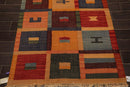 4' x 6'4" Hand Woven 100% Wool Contemporary Southwestern Kilim Area Rug Rust