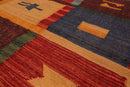 4' x 6'4" Hand Woven 100% Wool Contemporary Southwestern Kilim Area Rug Rust