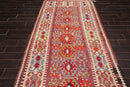 4'9" x 10'9" Vintage Hand-Woven Southwestern Kilim Wool Area Rug Rust