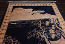 6' x 9' Hand Knotted 100% Wool Art Deco Traditional Oriental Area Rug Navy