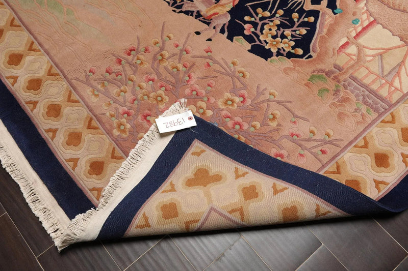 6' x 9' Hand Knotted 100% Wool Art Deco Traditional Oriental Area Rug Navy