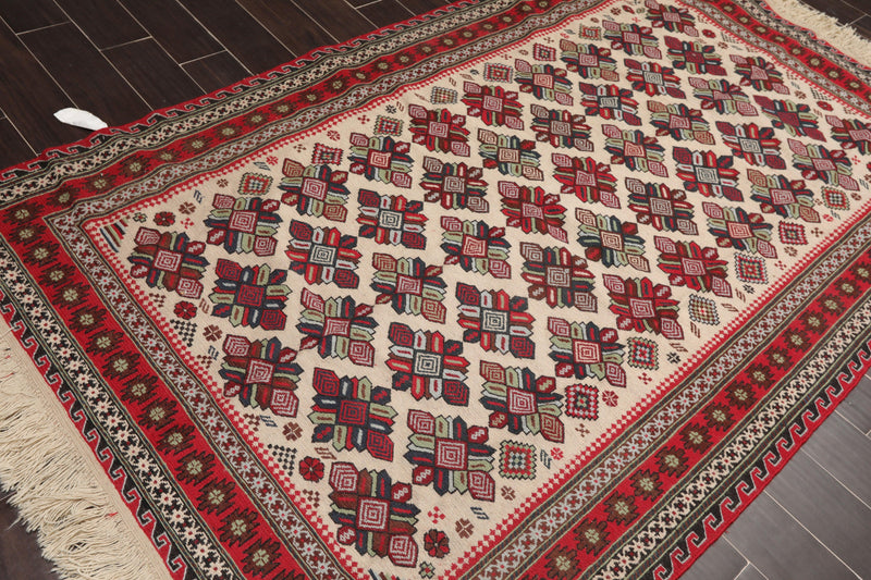 5'3" x 8'6" Vintage Wool Foundation Hand Knotted Wool Area Rug Beige