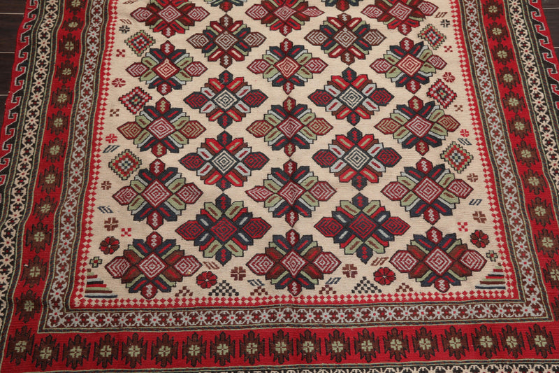 5'3" x 8'6" Vintage Wool Foundation Hand Knotted Wool Area Rug Beige