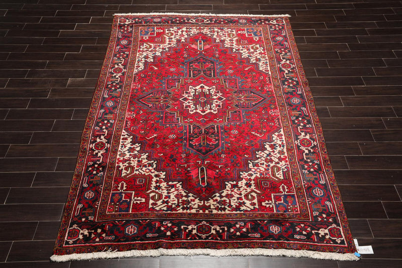6'11" x 9'11" Hand Knotted 100% Wool Herizz Traditional Oriental Area Rug Red
