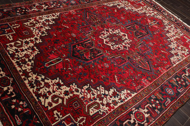 6'11" x 9'11" Hand Knotted 100% Wool Herizz Traditional Oriental Area Rug Red