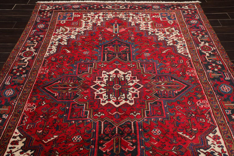6'11" x 9'11" Hand Knotted 100% Wool Herizz Traditional Oriental Area Rug Red