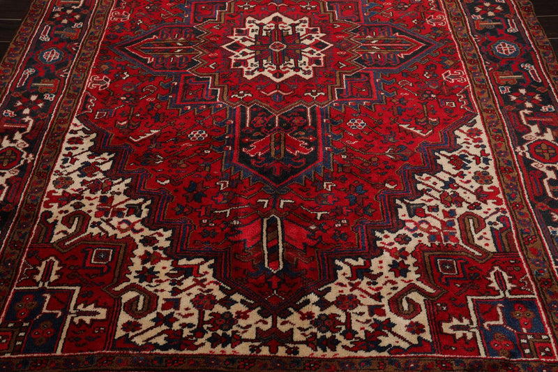 6'11" x 9'11" Hand Knotted 100% Wool Herizz Traditional Oriental Area Rug Red
