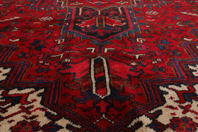 6'11" x 9'11" Hand Knotted 100% Wool Herizz Traditional Oriental Area Rug Red