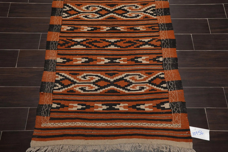 3'3"x6'3" Oriental Area Rug Hand Woven Wool Traditional Turkish Kilim Southwestern