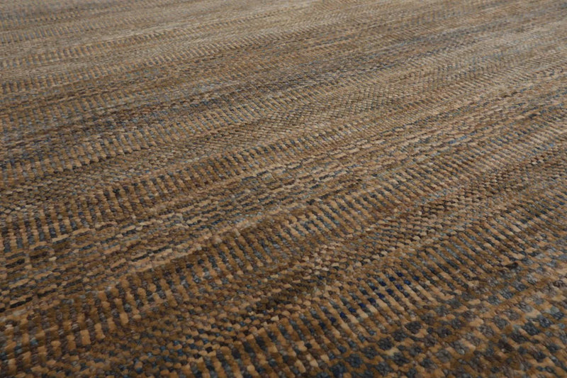 8'x10' Moss Hand Knotted Modern Geometric Tibetan Wool and Bamboo Silk Oriental Area Rug