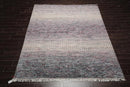 8'x10' Beige Hand Knotted Modern Geometric Tibetan Wool and Bamboo Silk Oriental Area Rug