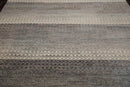 8'x10' Beige Hand Knotted Modern Geometric Tibetan Wool and Bamboo Silk Oriental Area Rug
