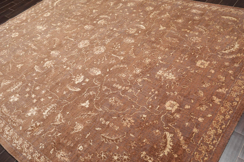 7'1" x 9' 100% New Zealand Wool Transitional Oriental Area Rug Brown