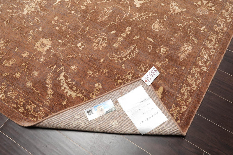 7'1" x 9' 100% New Zealand Wool Transitional Oriental Area Rug Brown