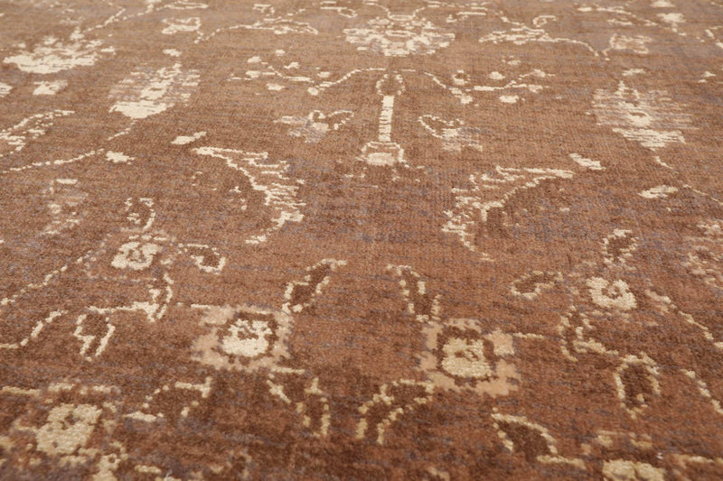 7'1" x 9' 100% New Zealand Wool Transitional Oriental Area Rug Brown