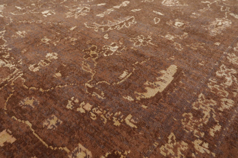 7'1" x 9' 100% New Zealand Wool Transitional Oriental Area Rug Brown