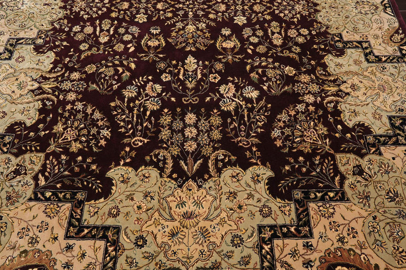 7'9" x 9'9" Lavar Plum Handmade New Zealand Wool & Pure Silk Area Rug