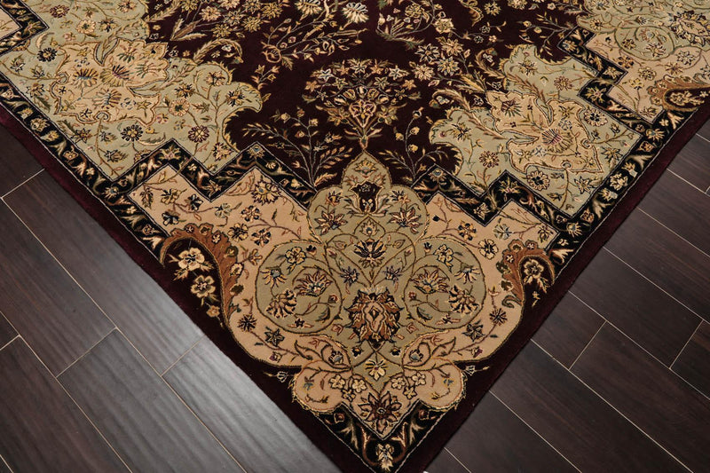 7'9" x 9'9" Lavar Plum Handmade New Zealand Wool & Pure Silk Area Rug