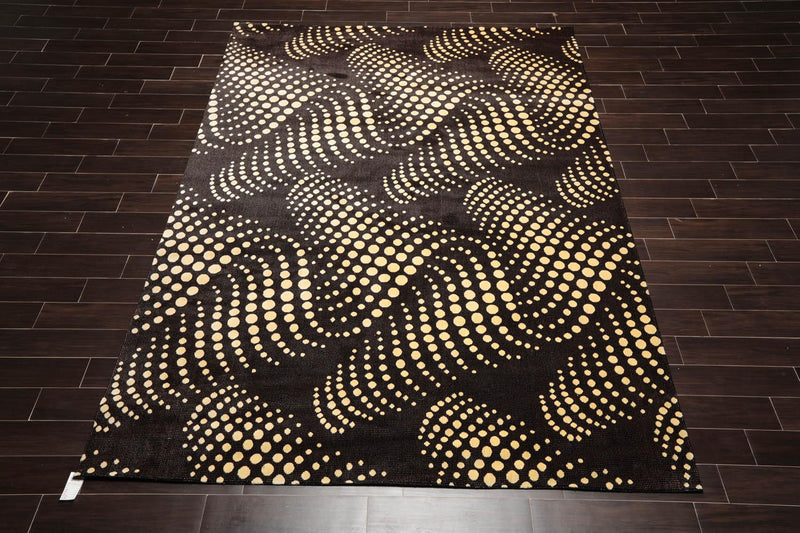 7'6" x 10'10" 100% New Zealand Wool Modern Oriental Area Rug Black